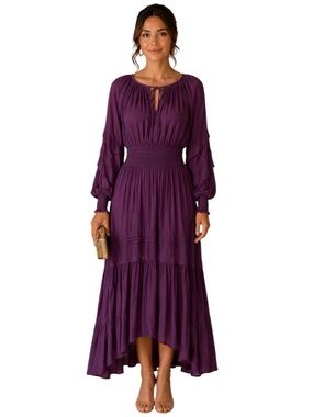 Ramy Brook Long Sleeve Maxi Dress in Deep Plum
